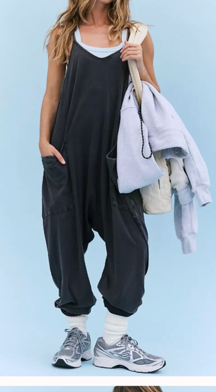 Free People Hot Shot Onesie Washed Black Small